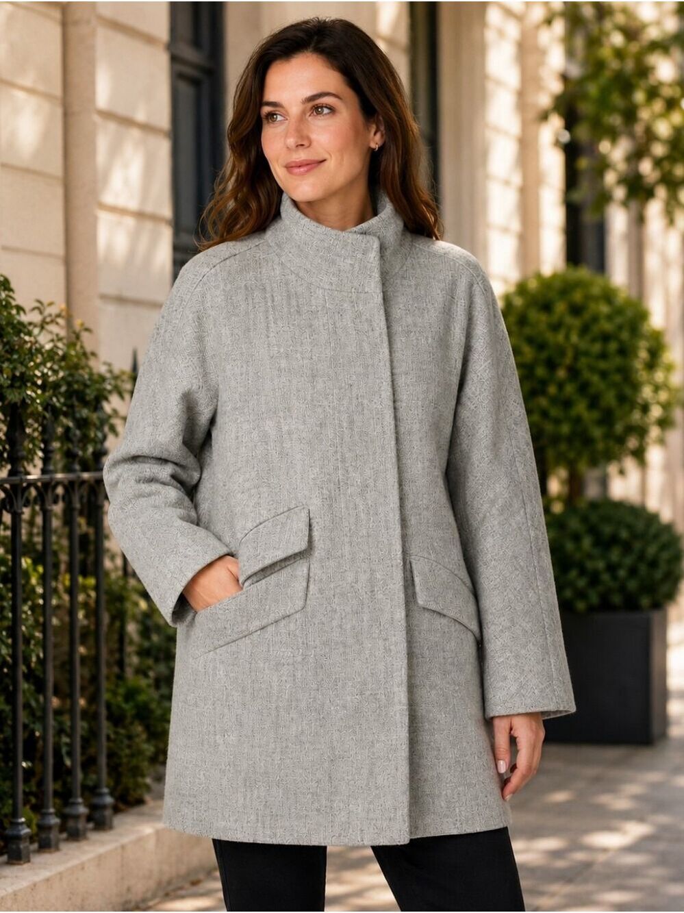 J.Crew Italian Stadium Cloth Wool Coat Gray Nello Gori Size 6 Quiet Luxury - Picture 7 of 11